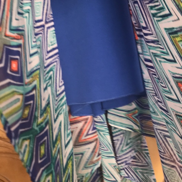 My Michelle Sundress with Handkerchief Hem Royal & Aqua Blue - Picture 6 of 12